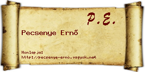 Pecsenye Ernő névjegykártya
