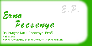 erno pecsenye business card