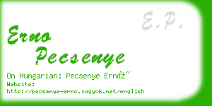 erno pecsenye business card